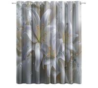 Rideau Occultant, Thermique Isolant Anti Froid, rideaux œillets 3D Lys Diamants Cristaux Élégance, Lavable en machine, Doux et confortable, 117L x 229H cm (2 Panneaux) Chambre Cuisine Balcon