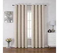 Rideau Occultant Thermiques 180 x 230 cm avec Oeillets Isolation Lumineux Isolant Thermique Design Moderne à Oeillets pour Maison Chambre Salon Intérieurs, Beige