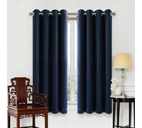 Rideau Occultant Thermiques 210 x 200 cm avec Oeillets Isolation Lumineux Isolant Thermique Design Moderne à Oeillets pour Maison Chambre Salon Intérieurs, Bleu Foncé
