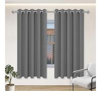 Rideau Occultant Thermiques 240 x 240 cm Isolation Thermiques, Tissu Doux et Infroissable Rideau Exterieur Impermeable Installation Facile pour Porte Fenetre Salon Chambre, Gris Foncé