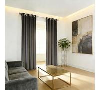 Rideau Occultant Thermiques 70 x 140 cm Doux Opaques Anti Chaleur Isolation Chaleur UV Bruit Rideau Phonique Opaques Design Moderne à Oeillets pour Salon et Chambre, Gris