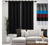 Rideau Occultant Thermiques 70 x 200 cm Opaque à Oeillets Isolation Lumiere Draperies Intérieurs Modernes Lot de 1 Rideau,pour Salon, Noir