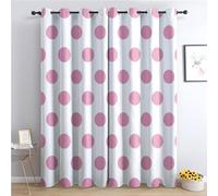 Rideau Occultant Thermiques à Pois Rose et Blanc - Lot de 2 Rideaux Imprimé pour Salon Chambre Fenetre Cuisine, Rideaux et Draperies Intérieurs à Oeillets, 140x240 cm (LxH)