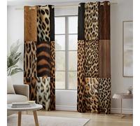 Rideau Occultant Thermiques Anti Froid, Imprimé Léopard Camouflage Mode Texture Brun Rideaux à Oeillets Isolant Anti-Bruit pour Chambre et Salon Chambre Enfant, 140L X 250H cm (2 Panneaux)