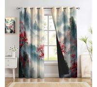 Rideau Occultant Thermiques Anti Froid, Montagnes Nuages Et Brume Rideau Isolant Anti-Bruit, Économie D'Énergie, Idéal pour Chambre Et Salon, 140 X 260 Cm, Vallée Fantastique, 2 Pièces