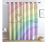 Rideau Occultant Thermiques Arc en Ciel Fille - Lot de 2 Rideaux Imprimé pour Salon Chambre Fenetre Cuisine, Rideaux et Draperies Intérieurs à Oeillets, 140x260 cm (LxH)