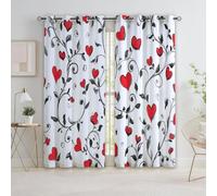 Rideau Occultant Thermiques Blanc, Feuilles Fantastiques en Forme De Cœur Lot de 2 Rideau Isolant Anti-Bruit, Économie d'Énergie, Idéal pour Chambre Salon Fenetre, 140 x 245 cm