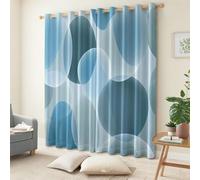 Rideau Occultant Thermiques Bleu-Gris, Cercles Abstraits Minimalisme Lot de 2 Rideau Isolant Anti-Bruit, Économie d'Énergie, Idéal pour Chambre Salon Fenetre, 140 x 245 cm