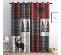 Rideau Occultant Thermiques Cerf Animaux de la Forêt - Lot de 2 Rideaux Imprimé pour Salon Chambre Fenetre Cuisine, Rideaux et Draperies Intérieurs à Oeillets, 75x166 cm (LxH)
