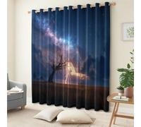 Rideau Occultant Thermiques Champs Naturels Arbres Morts Galaxie Éclair - Lot de 2 Rideaux Multicolore pour Salon Chambre Fenetre, Rideaux et Draperies Intérieurs à Oeillets, 140 x 260 cm (LxH)