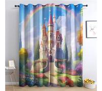 Rideau Occultant Thermiques Château de Princesse - Lot de 2 Rideaux Imprimé pour Salon Chambre Fenetre Cuisine, Rideaux et Draperies Intérieurs à Oeillets, 140x260 cm (LxH)
