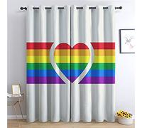 Rideau Occultant Thermiques Gay Pride - Lot de 2 Rideaux Imprimé pour Salon Chambre Fenetre Cuisine, Rideaux et Draperies Intérieurs à Oeillets, 140x160 cm (LxH)