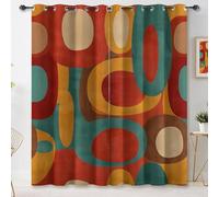 Rideau Occultant Thermiques Imprimé Abstrait Géométrique Triangle Texture Rideaux pour Salon Chambre Fenetre Cuisine, Rouge Rideaux de fenêtre antibruit avec œillets, 150L X 280H cm (2 Panneaux)