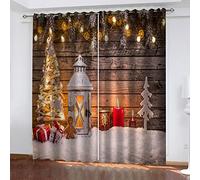 Rideau Occultant Thermiques Lot De 2, Rideaux Rideau À Oeillets pour Salon Et Chambre - 3D Thème De Noël Imprimé Rideaux Et Draperies Décoration De Fenêtre pour Intérieurs 270X244cm (LxH)
