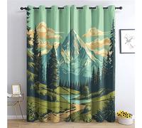 Rideau Occultant Thermiques Montagne et Forêt - Lot de 2 Rideaux Imprimé pour Salon Chambre Fenetre Cuisine, Rideaux et Draperies Intérieurs à Oeillets, 140x240 cm (LxH)