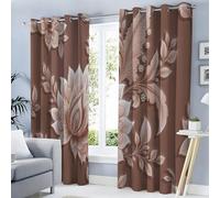 Rideau Occultant Thermiques Plante Élégante À Motif Cachemire, Lot De 2 Rideaux Imprimé Plante De Couleur Unie Ocre pour Salon Chambre Cuisine, Rideaux Draperies Intérieurs À Oeillets, 117Lx137H Cm