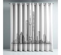 Rideau Occultant Thermiques pour Chambre Ultra Doux Microfibre Isolant Tenture Opaque à Oeillets Réduction du bruit pour Salon Blanc Illustration Moderne Architecture 140 x 175 cm 2 Panneaux