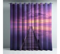 Rideau Occultant Thermiques pour Chambre Ultra Doux Microfibre Isolant Tenture Opaque à Oeillets Réduction du bruit pour Salon Violet Paysage Rêveur Coucher De Soleil 140 x 245 cm 2 Panneaux