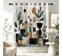 Rideau Occultant Thermiques pour Salon Chambre 140 L x 245 H cm (2 Panneaux), Style Moderne du Milieu du XXE Siècle Botanique Beige Imprimé Rideaux A Oeillets - Isolant Thermique Et Acoustiques