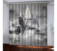 Rideau Occultant Thermiques pour Salon Et Chambre 234X230Cm 3D Peinture De Paysage Au Lever du Soleil Rouge Motif Rideaux À Oeillets Et Draperies Intérieurs Isolant Thermique Et Phonique, 2 Panneau