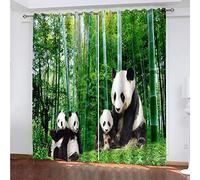 Rideau Occultant Thermiques Pour Salon Et Chambre 280X260Cm(L X H)3D Impression Panda Animal De La Forêt De Bambous Rideaux Occultants A Oeillets - Isolant Thermique Et Phonique, Lot De 2 Panneaux