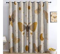 Rideau Occultant Thermiques Rétro pour Decoration Chambre Salon Draperies Intérieurs Fenetre, Rideau Opaque À Oeillets Mystère Étoiles Papillons De Nuit 2 Panneaux 91 X 214 Cm (Lxh) Multicolore