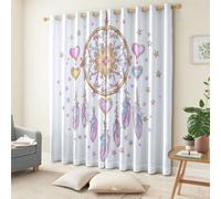 Rideau Occultant Thermiques Surréaliste Aquarelle Attrape Rêve Étoile - Lot de 2 Rideaux Blanc pour Salon Chambre Fenetre Cuisine, Rideaux et Draperies Intérieurs à Oeillets, 110 x 215 cm (LxH)