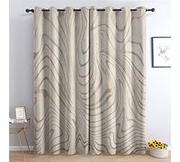 Rideau Occultant Thermiques Taupe Abstrait - Lot de 2 Rideaux Imprimé pour Salon Chambre Fenetre Cuisine, Rideaux et Draperies Intérieurs à Oeillets, 140x260 cm (LxH)