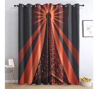 Rideau Occultant Thermiques Tour Eiffel - Rideau Paris Rétro Moderne France Urbain, Lot de 2 Rideaux à Oeillets pour Decoration Chambre Salon, Draperies Intérieurs Fenetre, 117x137 cm (LxH)
