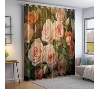 Rideau Occultant Thermiques Vintage Fleurs Roses Romance - Lot de 2 Rideaux Imprimé pour Salon Chambre Fenetre Cuisine, Coloré Rideaux et Draperies Intérieurs à Oeillets, L140×H280 cm