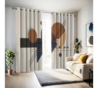 Rideau Occultant Triangle Circulaire, Lot de 2 140x260cm Rideaux Thermique Isolant à Oeillets Géométrie Moderne des Solides Draperies Intérieurs Decoration Fenetre pour Salon Chambre, Beige