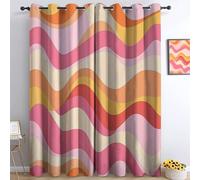 Rideau Occultant Tribal Rétro Abstrait Décoration de Fenêtre Tenture Opaque à Oeillets Draperies Intérieurs Rideau Thermique Isolant pour Maison Chambre Salon 110L X 215H cm (2 Panneaux), Rose Orange