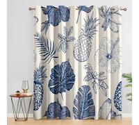 Rideau Occultant Tropical, Rideaux Motif Jungle Plantes Ananas, Rideau Thermique Isolant Draperies Intérieurs à Oeillets pour Chambre Salon Fenetre, Lot de 2, 140x260 cm C219