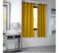 Stof - Rideau Occultant - modèle Notte avec Œillets pour Salon ou Chambre - Taille 135 x 180 Moutarde - Rideau de Fenêtre Obscurcissant et Isolant - Existe en 3 Tailles pour Maison