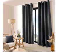 Enjoy Home - Rideau Obscurcissant Floppy - Matière Effet Fileté - 8 Œillets Argentés - 100% Polyester - 140x240cm - Gris Anthracite