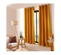 ED Enjoy Home Rideau Obscurcissant Fileté avec Œillets, 135x240cm, Jaune Moutarde, 100% Polyester, Collection Floppy