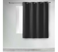 Rideau occultant - Uni - Noir - 140 x H180 cm - 100% polyester - Œillets argent