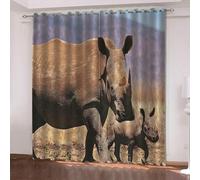 Rideau Occultant Vache Imprimé 3D Lot de 2 Rideaux Occultants Thermique Isolant Tenture Opaque à Oeillets Animaux Africains Rideau Salon Chambre Fenêtres Décoration 2X 140x240 cm LxH A/5005