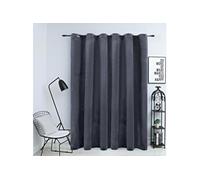Rideau occultant - - Velours Anthracite - 290x245 cm - Oillets métalliques - Lavable