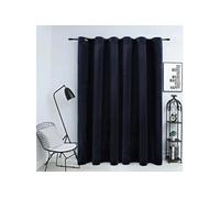 Rideau occultant - - Velours Noir - 290x245 cm - Oillets métalliques - Lavable