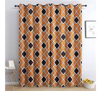 Rideau Occultant Vichy - Rideau Thermique Motif Plaid Orange Luxe, Rideaux Chambre Salon Fenetre, Lot de 2 Rideaux et Draperies Intérieurs à Oeillets, 75x166 cm (LxH) M-#343