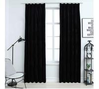 vidaXL - Rideaux occultants velours - Lot de 2 avec crochets - Noir 140x225 cm