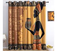 Rideau Occultants Chambre L 234 x H 229 cm, Art Traditionnel Africain Pour Femmes Rideau Thermiques Isolants et Antibruit, Art Africain Traditionnel Rideaux Lavables, pour Chambre d'enfant et Salon