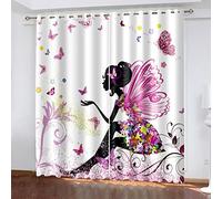 Rideau Occultants pour Chambre Fille Papillon 280X250Cm Rideaux Occultants Thermiques Rideau,pour Fille & Garçon/Insonorisation Isolation