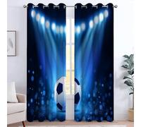 Rideau Oeillets Douceur d'intérieur, Rideaux Isolation Lumiere UV, Microfibre Rideaux phonique et Thermique, L280 x H245 cm Chambre Moderne, Football Stade Sport Bleu Foncé