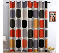 Rideau Oeillets Douceur d'intérieur, Rideaux Isolation Lumiere UV, Microfibre Rideaux phonique et Thermique, L280 x H260 cm Chambre Moderne, Minimalisme Abstraction Grille Géométrie Gris