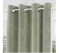 Soleil d'ocre, Velvet Rideau à Oeillets Velours, Vert, 140x250 cm
