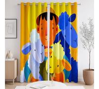 Rideau Ombre Animaux de Bande dessinée Mouton Jaune La Taille du Rideau est 140 x 200cm,Il y a Deux pièces à l'intérieur, pour Salon