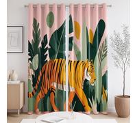 Rideau Ombre Animaux de Dessin animé Tigres Rose Jaune La Taille du Rideau est 140 x 280cm,Il y a Deux pièces à l'intérieur, pour Salon