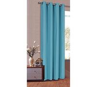 Rideau Opaque avec œillets en Micro Satin, Mat, -20405-20405 -, Türkis, 245 x 140 cm